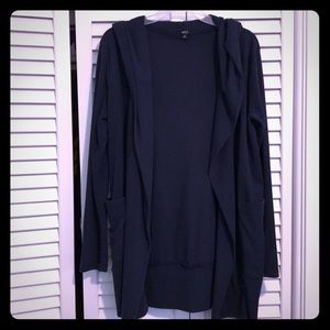Very J Navy long hooded cardigan
